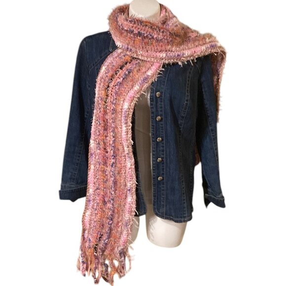 Handmade Gypsy, Bohemian, Boho Scarf With Pinks, Sparkle, Fuzzy and More! - Picture 4 of 6